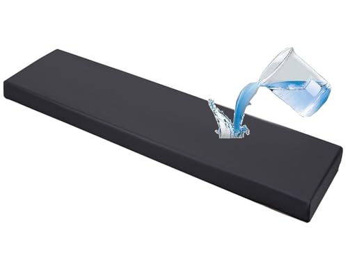 JORTUIO Bankkissen Bankauflage Outdoor Wasserfest Bankpolster Nach Maß Sitzkissen Sitzauflage Stuhlkissen Mit rutschfeste Abnehmbare,Dicke 5cm,für Fensterbank Garten Bank(Black,60x35x5cm) von JORTUIO