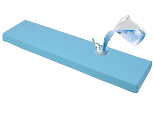 JORTUIO Bankkissen Bankauflage Outdoor Wasserfest Bankpolster Nach Maß Sitzkissen Sitzauflage Stuhlkissen Mit rutschfeste Abnehmbare,Dicke 5cm,für Fensterbank Garten Bank(Blue,200x45x5cm) von JORTUIO