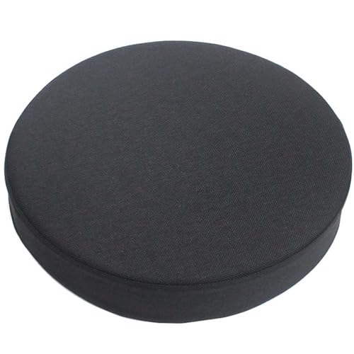 JORTUIO Rund Sitzkissen Stuhlkissen 35/40/45/50 cm Leinen Sitzpolster Abnehmbares Memory Schaum Runde Sitzauflage für Stuhl Hocker Küche Esszimmer Garten Büro(Schwarz,35x35x5cm) von JORTUIO