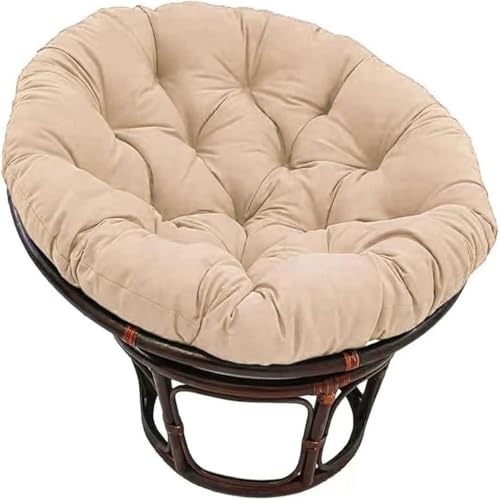 JORTUIO Rundes Polster für Papasansessel,Ersatzpolster Papasan,Bodenkissen Gepolstert Sitzkissen Krabbeldecke Hängesessel Für Korbsessel Outdoor Gartenmöbel Sitzauflage Auflage(Khaki,130x130cm) von JORTUIO
