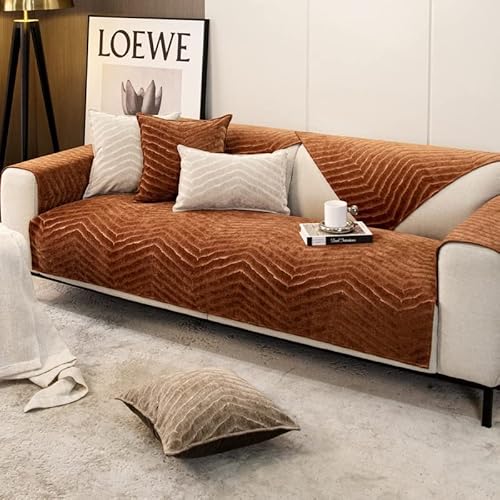 JORTUIO Samt Sofabezug 1 2 3 4 sitzer Sofa überwurfdecke Couchbezug Ecksofa L Form U Form Sofaschutz Hund/Katze Sofaschoner Anti-rutsch Pets Dog Sofahusse (Color : #27, Size : 90x180cm) von JORTUIO