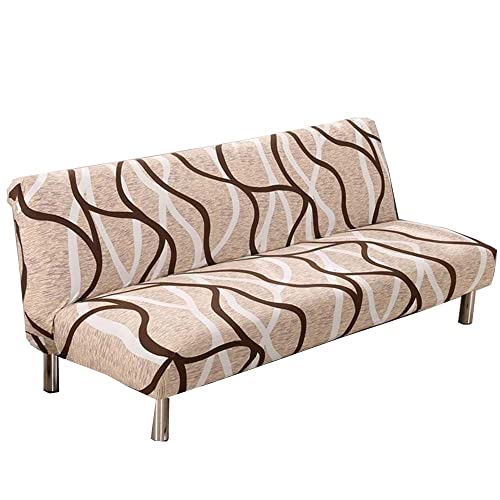 JORTUIO Sofabezug ohne Armlehne Stretch Couchbezug ohne Armlehne 3/2 sitzer Armless Schlafsofa-Bezüge Moderner Armless Futon Sofahusse Spandex Protector (Color : #11, Size : 120-150cm) von JORTUIO