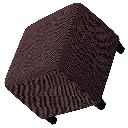 Ottomane Fußhocker Schonbezug Hockerbezug Quadratisch 40x40/50x50/60x60 Stretch Samt Husse für Fußhocker Ottomanischer Hocker-Bezug Überzug Hocker Protector Waschbar ( Color : #14 , Size : 40x40x40cm von JORTUIO
