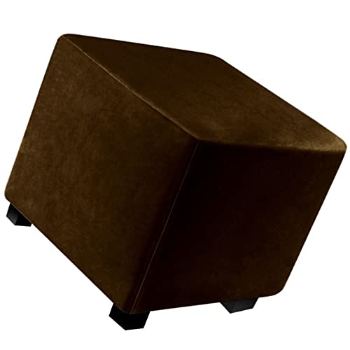 Samt Hockerbezug Ottomane Schonbezug Quadratisch S/M/L Stretch Schonbezug Hocker Hussen für Fußhocker Hockerbezug Husse Hocker Abdeckung Sofabezug Ottoman Protector Cover Überzug ( Color : #14 , Size von JORTUIO