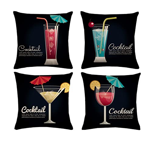 BLck Cushion Blue Red Throw Pillow Case Set juice Cushion Covers for Living Room Sofa Couch Bed Bedroom Home Decor Garden Couch water proof pillowcase 50 x 50cm set of 4 von JOSGACRS