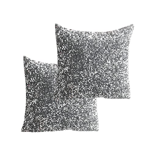 Graue Kissenhülle, geometrisch, quadratisch, glänzend, für Wohnzimmer, Sofa, Couch, Schlafzimmer, Heimdekoration, Garten, Couch, Kissenbezug, 45 x 45 cm, 2er-Set von JOSGACRS