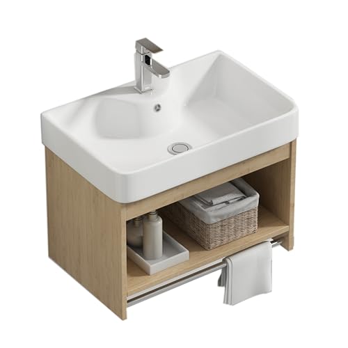 JOSIAHCQ Badezimmer Badmöbel Set Hängend waschbecken mit Unterschrank für Kleine Bäder Gäste Wc(55cm/21.7in) von JOSIAHCQ