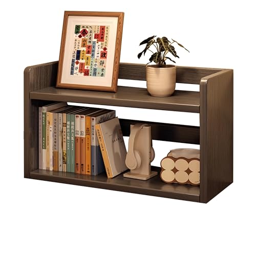 JOSIAHCQ Schreibtisch Regal Organizer Tischregal Bücherregal Holz Klein Küchenregal Aufsatzregal für Büro Zuhause Arbeitszimmer Wohnheim(Oak Color,2LAYERS_40CM/15.8IN) von JOSIAHCQ