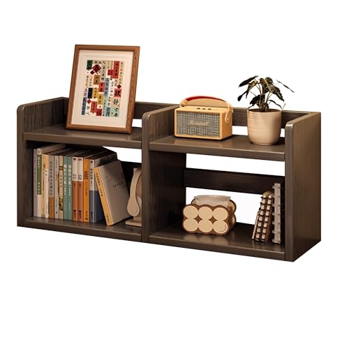 JOSIAHCQ Schreibtisch Regal Organizer Tischregal Bücherregal Holz Klein Küchenregal Aufsatzregal für Büro Zuhause Arbeitszimmer Wohnheim(Oak Color,2LAYERS_80CM/31.5IN) von JOSIAHCQ