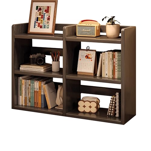 JOSIAHCQ Schreibtisch Regal Organizer Tischregal Bücherregal Holz Klein Küchenregal Aufsatzregal für Büro Zuhause Arbeitszimmer Wohnheim(Oak Color,3LAYERS_100CM/39.4IN) von JOSIAHCQ