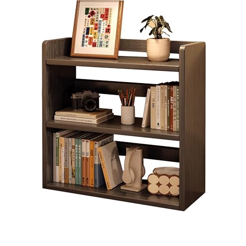 JOSIAHCQ Schreibtisch Regal Organizer Tischregal Bücherregal Holz Klein Küchenregal Aufsatzregal für Büro Zuhause Arbeitszimmer Wohnheim(Oak Color,3LAYERS_60CM/23.6IN) von JOSIAHCQ