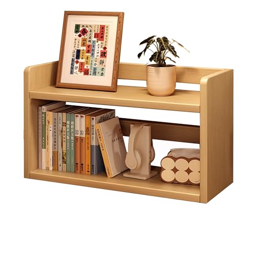 JOSIAHCQ Schreibtisch Regal Organizer Tischregal Bücherregal Holz Klein Küchenregal Aufsatzregal für Büro Zuhause Arbeitszimmer Wohnheim(Wood Color,2LAYERS_60CM/23.6IN) von JOSIAHCQ