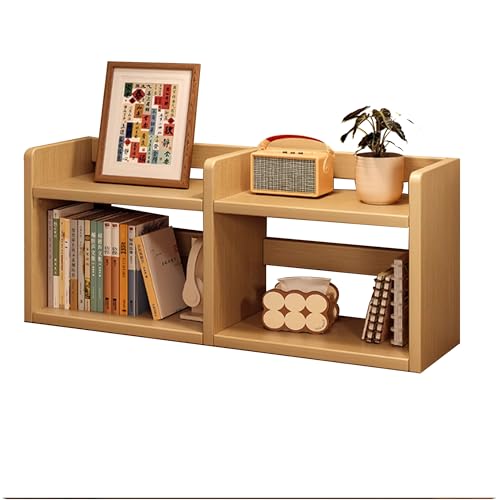 JOSIAHCQ Schreibtisch Regal Organizer Tischregal Bücherregal Holz Klein Küchenregal Aufsatzregal für Büro Zuhause Arbeitszimmer Wohnheim(Wood Color,2LAYERS_70CM/27.6IN) von JOSIAHCQ