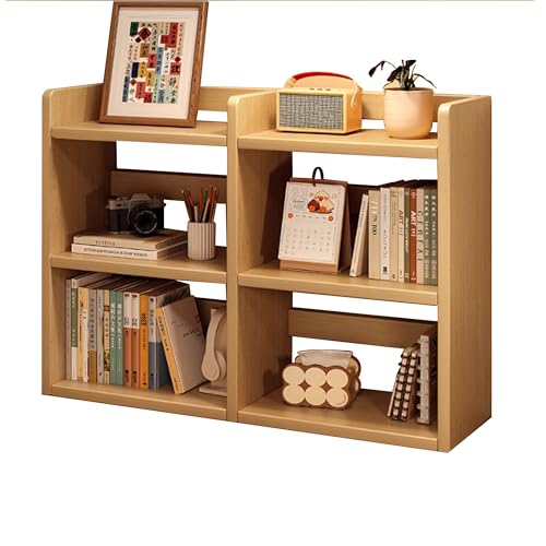 JOSIAHCQ Schreibtisch Regal Organizer Tischregal Bücherregal Holz Klein Küchenregal Aufsatzregal für Büro Zuhause Arbeitszimmer Wohnheim(Wood Color,3LAYERS_100CM/39.4IN) von JOSIAHCQ