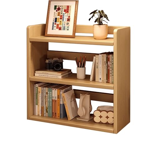 JOSIAHCQ Schreibtisch Regal Organizer Tischregal Bücherregal Holz Klein Küchenregal Aufsatzregal für Büro Zuhause Arbeitszimmer Wohnheim(Wood Color,3LAYERS_50CM/19.7IN) von JOSIAHCQ
