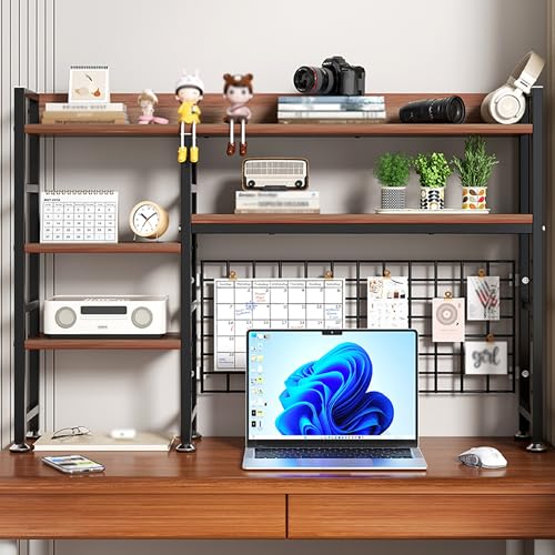 JOSIAHCQ Schreibtischregal mit Gitterplatte Tischregal Regal Organizer Bücherregal Klein Aufsatzregal für Büro Zuhause(Nero,95cm/37.4in) von JOSIAHCQ