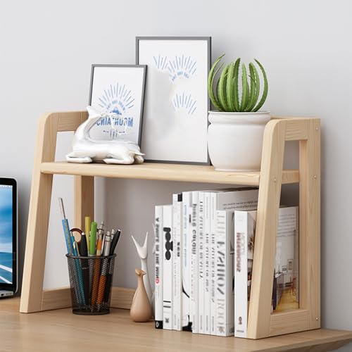 JOSIAHCQ Tischregal Schreibtisch Regal Organizer Bücherregal Holz Klein Küchenregal Aufsatzregal Schreibtisch-Stall für Computer für Büro Zuhause Wohnheim(80cm/31.5in) von JOSIAHCQ