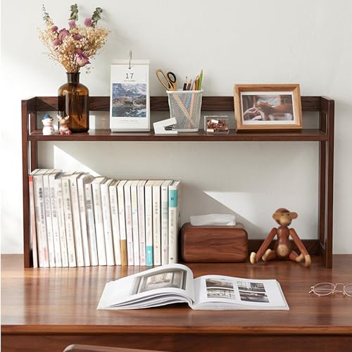 JOSIAHCQ Tischregal Schreibtisch Regal Organizer Bücherregal Holz Klein Küchenregal Aufsatzregal für Küche Büro Zuhause Wohnheim(Walnut Color,60cm/23.6in) von JOSIAHCQ
