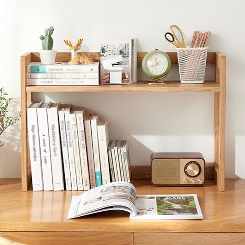 JOSIAHCQ Tischregal Schreibtisch Regal Organizer Bücherregal Holz Klein Küchenregal Aufsatzregal für Küche Büro Zuhause Wohnheim(Wood Color,80cm/31.5in) von JOSIAHCQ