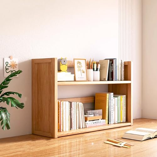 JOSIAHCQ Tischregal Schreibtisch Regalaufsatz Schreibtischregal Bücherregal Kleines Regal Küchenregal für Schule Büro Zuhause Arbeitszimmer Wohnheim(Natural/2 Tier,50cm/19.7in) von JOSIAHCQ