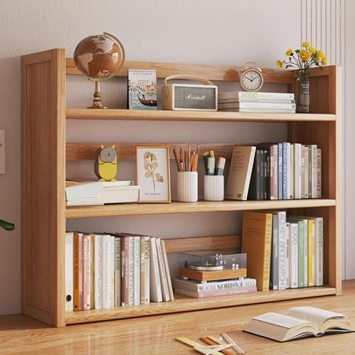 JOSIAHCQ Tischregal Schreibtisch Regalaufsatz Schreibtischregal Bücherregal Kleines Regal Küchenregal für Schule Büro Zuhause Arbeitszimmer Wohnheim(Natural/3 Tier,70cm/27.6in) von JOSIAHCQ