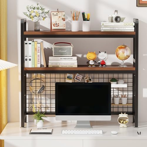 JOSIAHCQ Tischregal mit Gitterplatte Schreibtisch Regalaufsatz Kleines Regal für Computertisch Büro Zuhause Arbeitszimmer Wohnheim(75 * 20 * 98cm/29.5 * 7.9 * 38.6in) von JOSIAHCQ