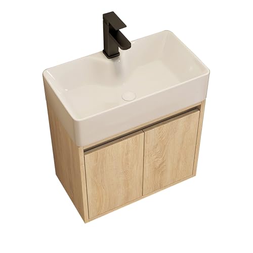 JOSIAHCQ Waschbecken mit Unterschrank Hängend Badezimmer Badmöbel Set für Badezimmer Gäste WC(Medium) von JOSIAHCQ