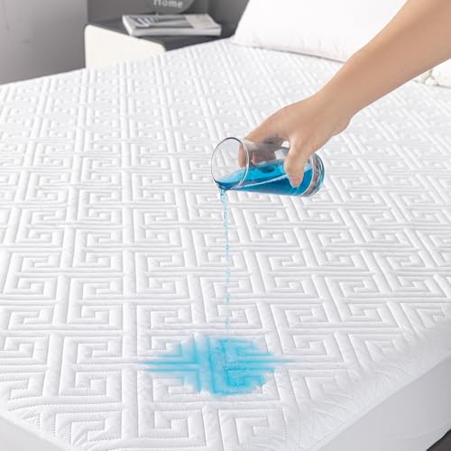 Matratzenschoner, 100 % wasserdicht, atmungsaktiv, gesteppt, 325 g/m², hypoallergen, geräuschlos, weich, 15,2 - 45,7 cm tiefes Spannbetttuch, vinylfrei, maschinenwaschbar von JOSOP