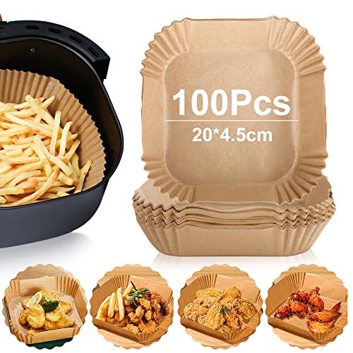 JOSPL 100 Stück Backpapier Airfryer,Luftfritteuse Pergamentpapier Air Fryer Antihaft Einweg-Papier-Liner Backen Zubehör Backpapier,Backen Zubehör Backpapier Aus Papier,für Ofen, Mikrowelle(20*4.5cm) von JOSPL