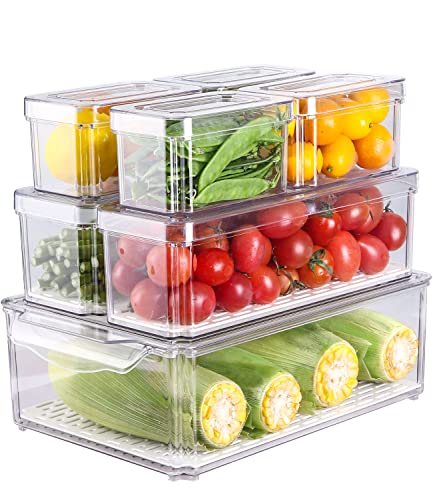 Kühlschrank Organizer 7er Set Stapelbare Aufbewahrungsbox Speisekammer Vorratsschrank Klein Durchsichtig Boxen Aufbewahrung für Küchen Schränke von JOSPL