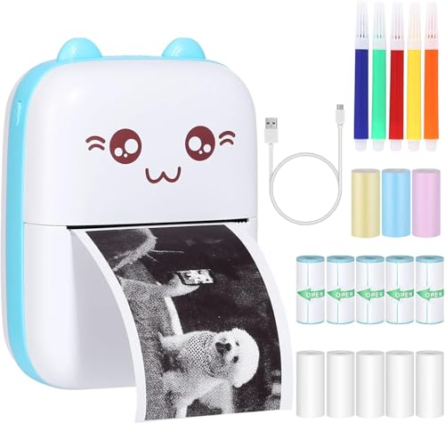 Mini Drucker Taschendrucker Thermofotodrucker Bild Fotoetiketten Memo Quittungspapierdrucker Fotodrucker mit 15 Rollen Druckerpapie für Smartphone Kompatibel mit Android,iOS System für Journal,Reise Mini Drucker Taschendrucker Thermofotodrucker Bild Fotoetiketten Memo Quittungspapierdrucker Fotodrucker mit 15 Rollen Druckerpapie für Smartphone Kompatibel mit Android,iOS System für Journal,Reise von JOSPL