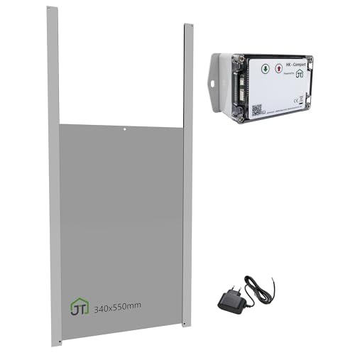JOSTechnik - HK-Compact mit 340x550 Gänseklappe; Hühnerklappe mit Lichtsensor 12V; automatische Hühnertür; Dämmerungsgesteuert in verschiedenen Klappengrößen (Gänse 340x550) von JOSTechnik