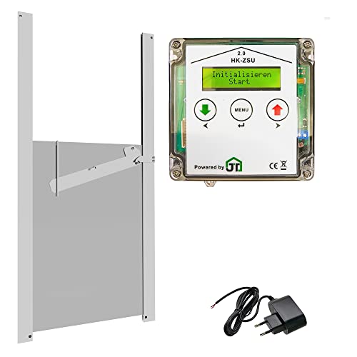 JOSTechnik automatische Hühnerklappe HK2 mit Steckernetzteil Hühnerklappe mit Selbstverriegelung 230x340 mm von JOSTechnik