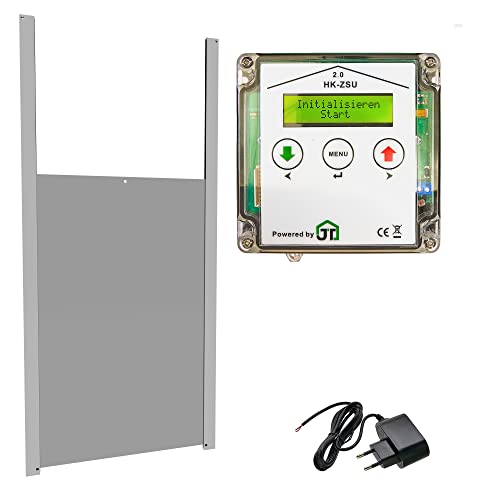 JOSTechnik automatische Hühnerklappe HK2 mit Steckernetzteil Klappe für Gänsestall 340x550 mm von JOSTechnik