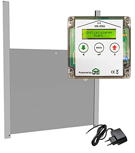 JOSTechnik automatische Hühnerklappe HK2 mit Steckernetzteil mit BIO-Klappe 420x370 mm von JOSTechnik