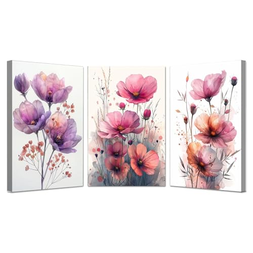 JOSUE 3 Stück Bild Auf Leinwand Blumen Minimalistische Blumen Bilder Kinderzimmer Leinwand,Lila, Rosa Moderne Wohnzimmer Nordische Dekoration Wandkunst Malerei Bild-40x60cmx3 Gerahmt JOSUE 3 Stück Bild Auf Leinwand Blumen Minimalistische Blumen Bilder Kinderzimmer Leinwand,Lila, Rosa Moderne Wohnzimmer Nordische Dekoration Wandkunst Malerei Bild-40x60cmx3 Gerahmt von JOSUE