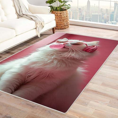 JOSUE 3D Home Teppich Wohnzimmer Tier Carpet Bunt Lustig Wohnzimmer Teppich Weiche rutschfeste Waschbare Fußmatte Spielmatte Rug(Rosa 40)-150x240cm von JOSUE