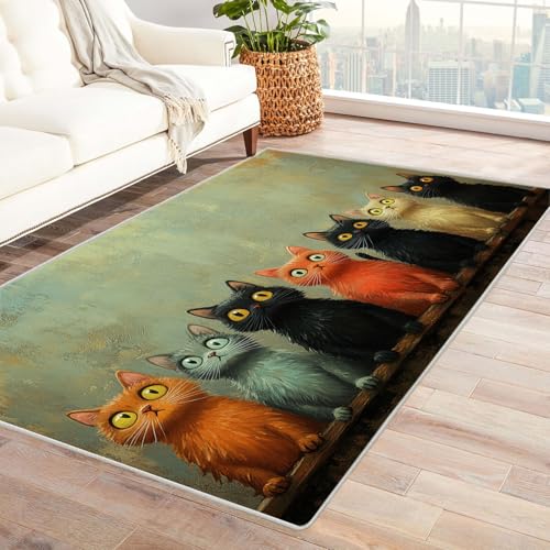 JOSUE 3D Home Teppich Wohnzimmer Tier Carpet Retro-Tiere Wohnzimmer Teppich Weiche rutschfeste Waschbare Fußmatte Spielmatte Rug(Orange 100)-150x210cm von JOSUE