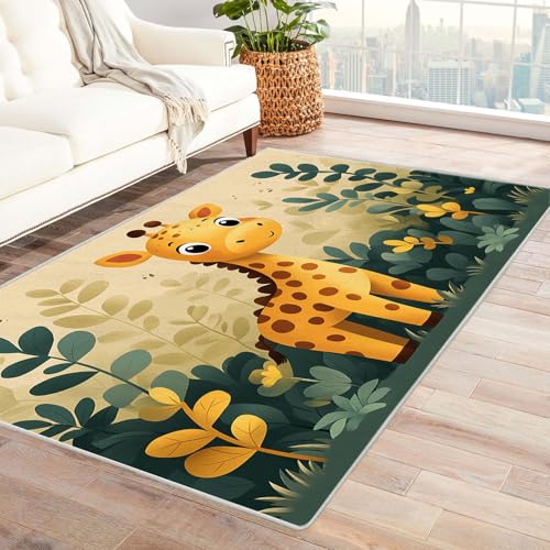 JOSUE 3D Teppich Tier Carpet Blätter der Pflanze Wohnzimmer Teppich Weiche rutschfeste Waschbare Fußmatte Spielmatte Rug(Grün 80)-150x210cm von JOSUE
