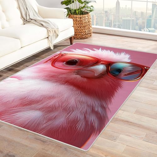 JOSUE 3D Teppich Tier Carpet Lustige Tiere Wohnzimmer Teppich Weiche rutschfeste Waschbare Fußmatte Spielmatte Rug(Rosa 20)-150x210cm von JOSUE