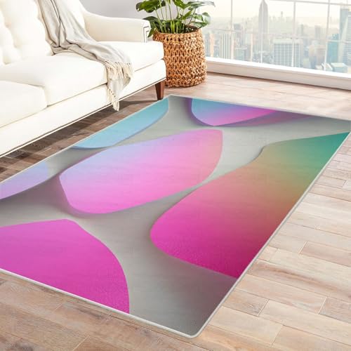 JOSUE 3D Teppich Vintage Boho Rétro Carpet Bunter Minimalismus Teppiche für Schlafzimmer Esszimmer rutschfest Weich Modern Teppich Groß(Rosa 26)-120x180cm von JOSUE