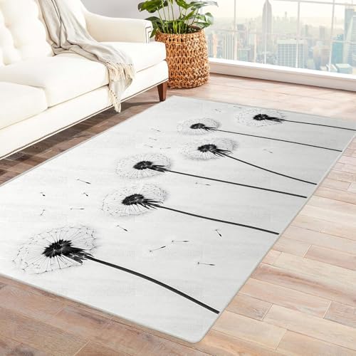 JOSUE 3D Vintage Boho Teppich Rétro Carpet Minimalistische Pflanzen Teppich Wohnzimmer Schlafzimmer Weich Kurzflor & Waschbar & rutschfest Rug(Grau 87)-90x150cm von JOSUE