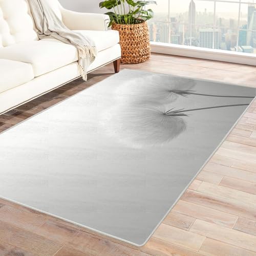 JOSUE 3D moderner Vintage Boho Rétro Carpet Wohnzimmer Teppich Minimalistische Pflanzen Moderne Wohnzimmer Teppich Für Küche Flur Esszimmer Eingangsbereich(Grau 96)-150x180cm von JOSUE