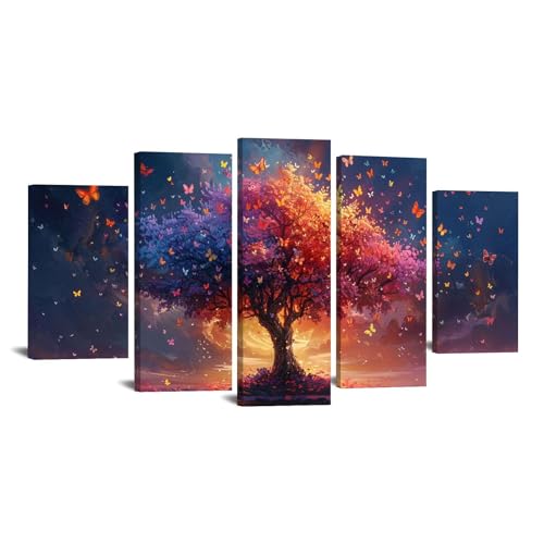 JOSUE 5 Teilig Bild Baum Minimalist Painting Bilder Leinwand,Lila, Gold Wandbilder FüR Schlafzimmer Wohnzimmer BüRo Home Dekorationen-60x125cm Gerahmt JOSUE 5 Teilig Bild Baum Minimalist Painting Bilder Leinwand,Lila, Gold Wandbilder FüR Schlafzimmer Wohnzimmer BüRo Home Dekorationen-60x125cm Gerahmt von JOSUE