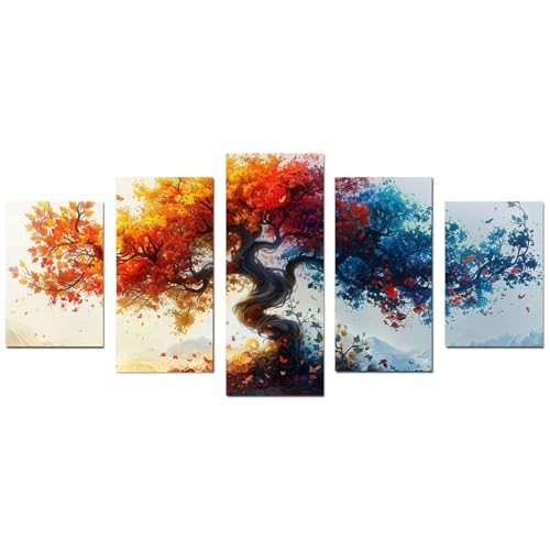 JOSUE 5-teiliges Set Wanddeko Baum Abstrakte Landschaft Leinwand Bilder,Gelb, Blau Bild Wandbilder Wohnzimmer Schlafzimmer Wanddeko-100x200cm Ungerahmt JOSUE 5-teiliges Set Wanddeko Baum Abstrakte Landschaft Leinwand Bilder,Gelb, Blau Bild Wandbilder Wohnzimmer Schlafzimmer Wanddeko-100x200cm Ungerahmt von JOSUE