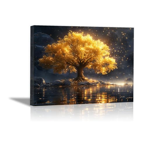 JOSUE Bild Baum Abstrakter Flussbaum Leinwand Bilder Schlafzimmer,Schwarz, Gold Bild Kunstdrucke Wohnzimmer Wanddekoration Deko Xxl-70x100cm Gerahmt JOSUE Bild Baum Abstrakter Flussbaum Leinwand Bilder Schlafzimmer,Schwarz, Gold Bild Kunstdrucke Wohnzimmer Wanddekoration Deko Xxl-70x100cm Gerahmt von JOSUE