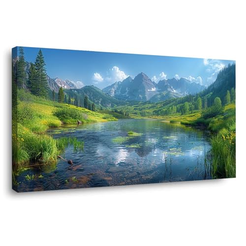 JOSUE Bilder Wald Lake Mountain Badezimmer Bilder Leinwand,Grün, grau Groß XXL Wanddeko Bild Wall Decor Schlafzimmer Küche Deko-40x80cm Gerahmt JOSUE Bilder Wald Lake Mountain Badezimmer Bilder Leinwand,Grün, grau Groß XXL Wanddeko Bild Wall Decor Schlafzimmer Küche Deko-40x80cm Gerahmt von JOSUE
