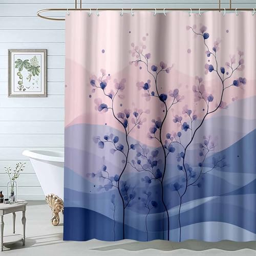 JOSUE Blumen Duschvorhänge Minimalistisch Natur Floral Badezimmer Dekor Ästhetisch Neutral Bad-Set Boho Badezimmer-H200 x B150 cm von JOSUE
