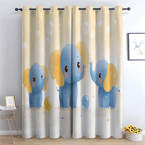 JOSUE Cartoon-Tiere Vintage Vorhänge Boho Stil Süße Früchte Blickdichte Thermo Vorhang Kälteschutz Blackout Curtain Mädchenzimmer Schlafzimmer Verdunkelung-H230 x B130 cm (2er Pack) von JOSUE