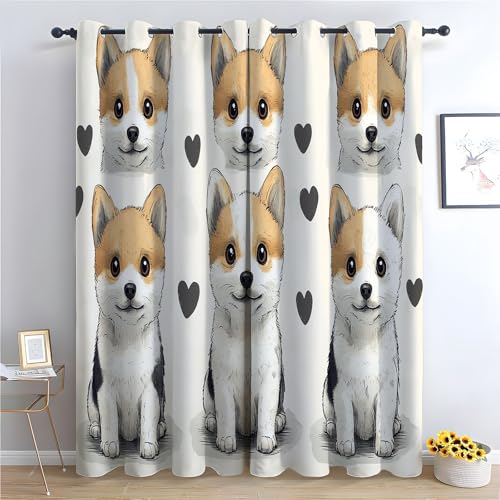 JOSUE Cartoon-Tiere Vorhänge Landschaft Muster Minimalismus 2er Set, Thermovorhang Kälteschutz Schallschutz für Wohnzimmer Schlafzimmer-H180 x B100 cm (2er Pack) von JOSUE